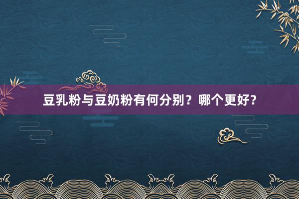 豆乳粉与豆奶粉有何分别？哪个更好？