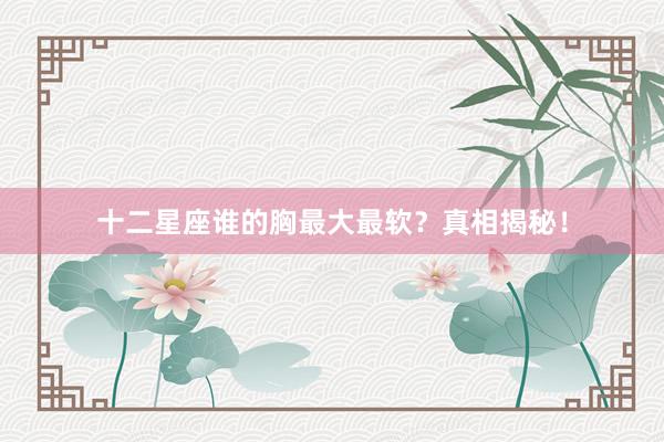 十二星座谁的胸最大最软？真相揭秘！